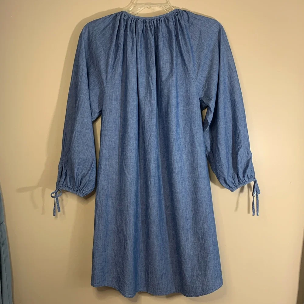 J.Crew Re-Imagined denim dress raglan long sleeves front button closure size LT - Picture 9 of 11